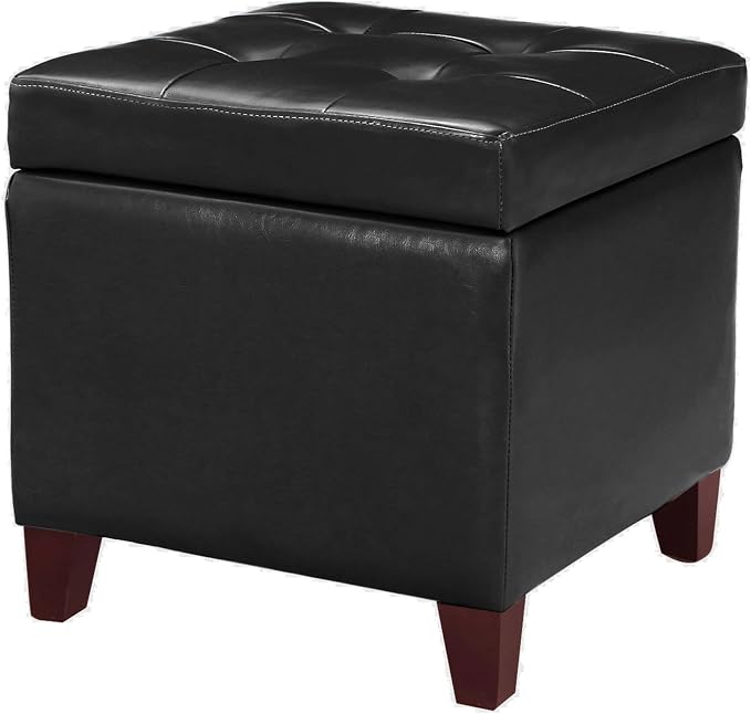 Leather Black With Wood Legs
