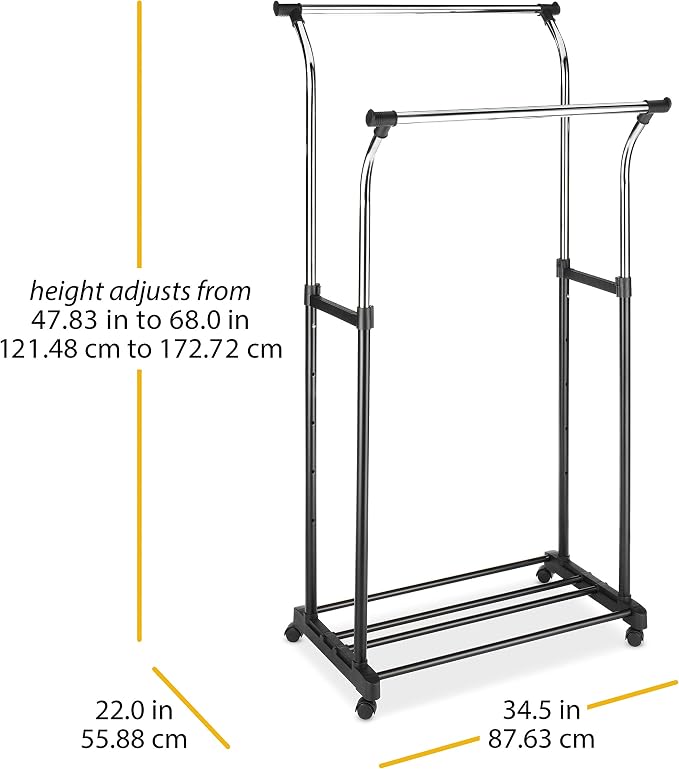 35 x 22 x 68 inch - Black & Silver