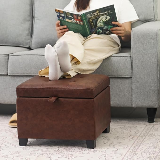Leather Reddish Brown With Wood Legs