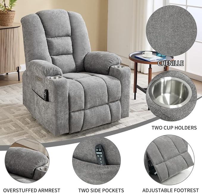 Light Gray + Chenille + Fiber Foam and Polyester Fiber Pad