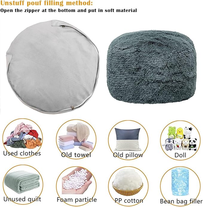 Dark Gray Pouf Cover No Filler