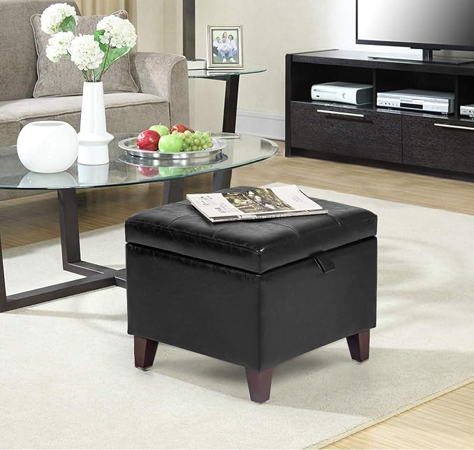 Leather Black With Solid Wood Legs