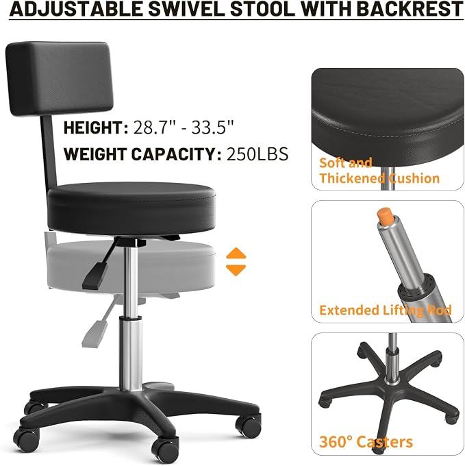 Black Tattoo Basics Chair&stool With Backrest