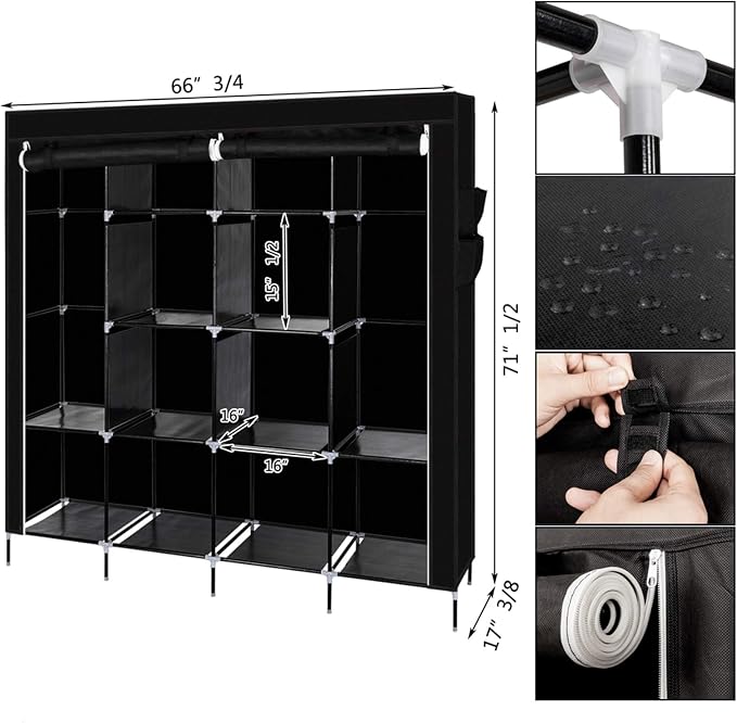 169.5x44x181.5cm, Black-k
