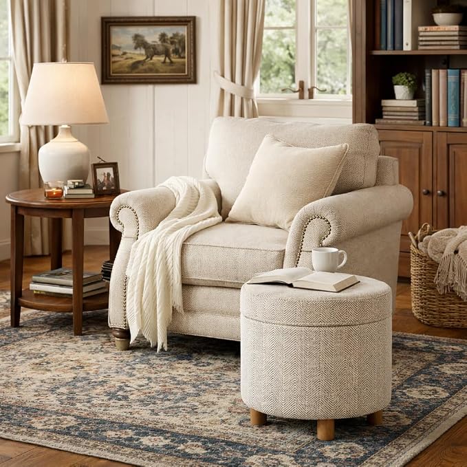 Cream Chevron Woven