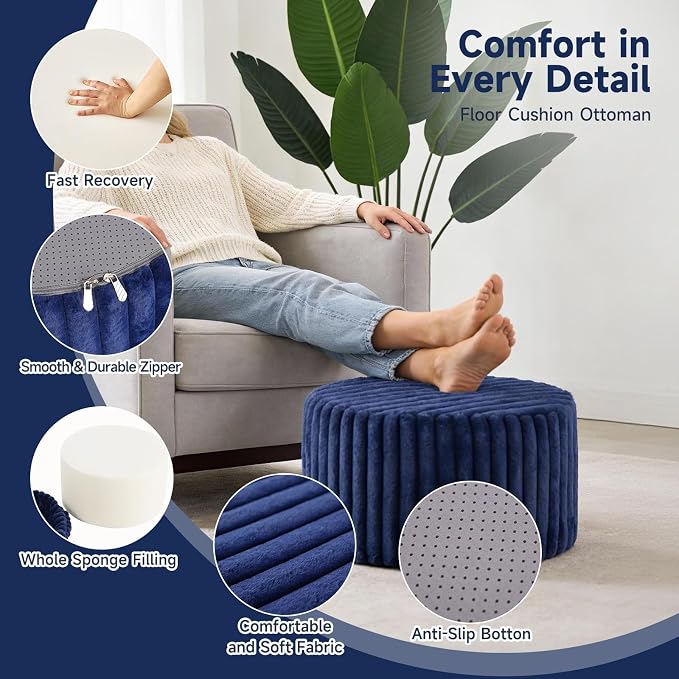 Striped Round Navy Blue