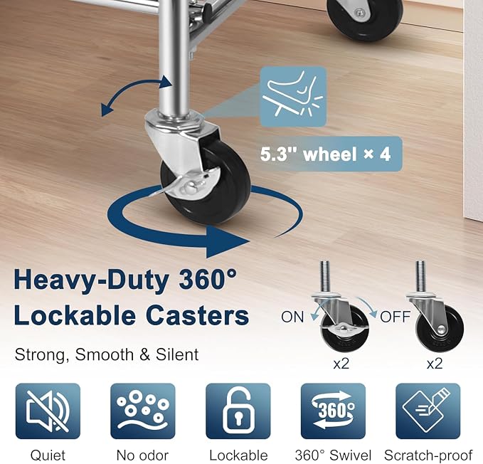 44 x 20 x 71 inch - Chrome - Double Rod