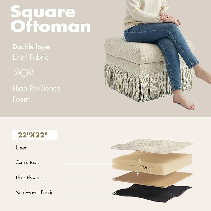 Beige Ottoman-no Storage