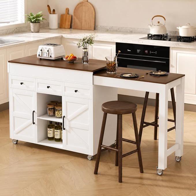 White Cabinet + Wood Grain Top