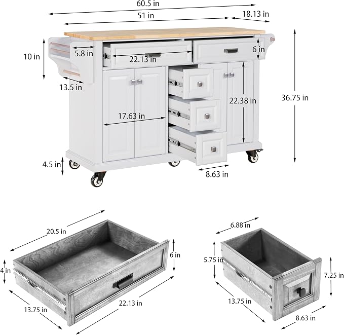 5 Drawers - White