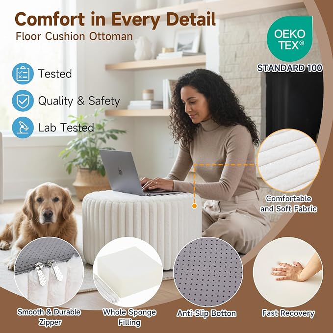 Striped Round Beige