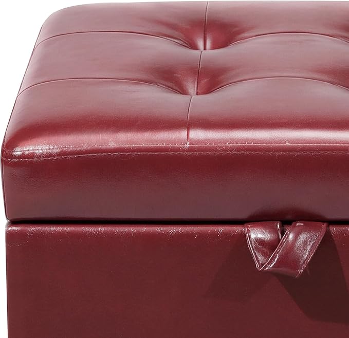 Leather Red With Solid Wood Legs