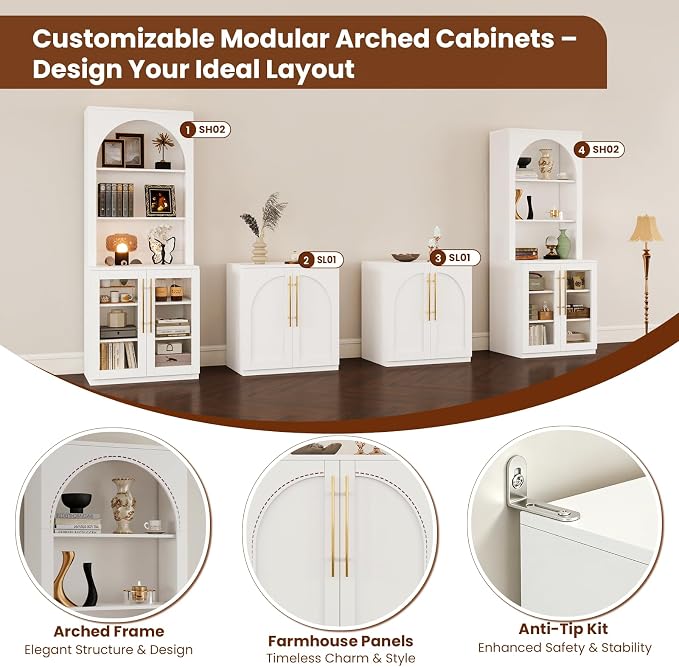 Arched Entertainment Center - White