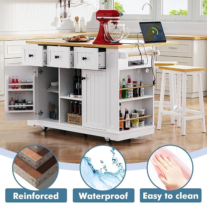 With 2 Bar Stools: White