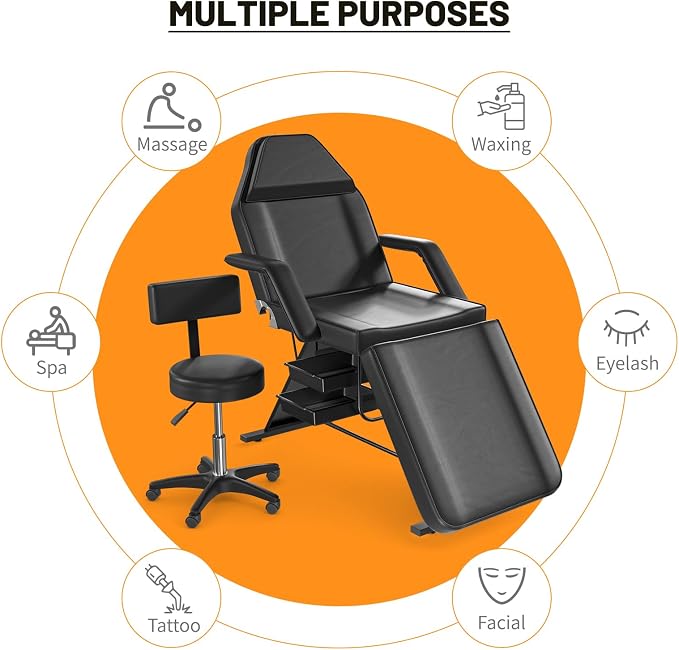 Black Tattoo Basics Chair&stool With Backrest