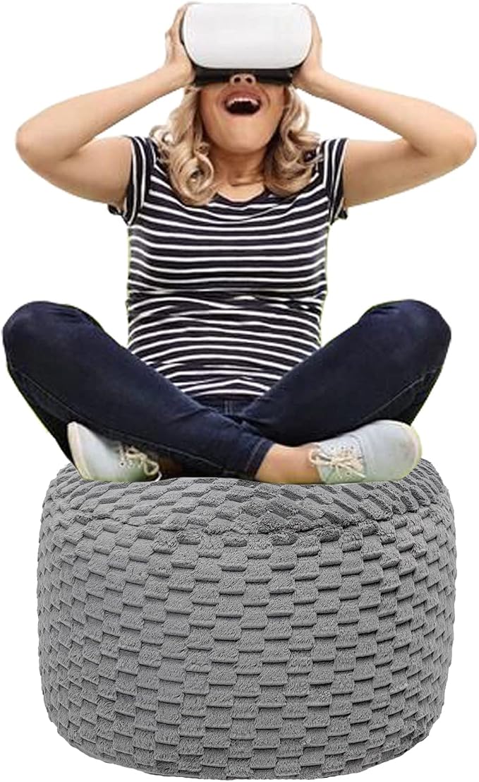 Gray Pouf Cover No Filler