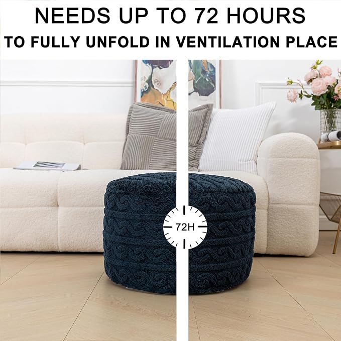 Navy Blue Pouf With Filler