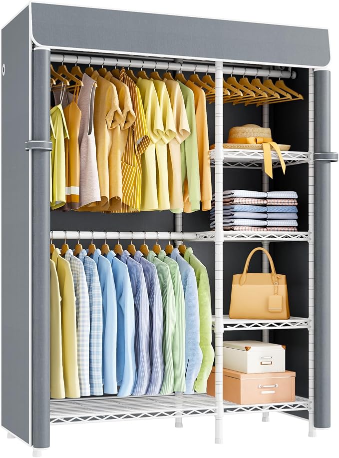 White Closet with Gray Cover
