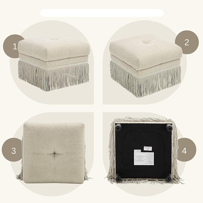 Beige Ottoman-no Storage