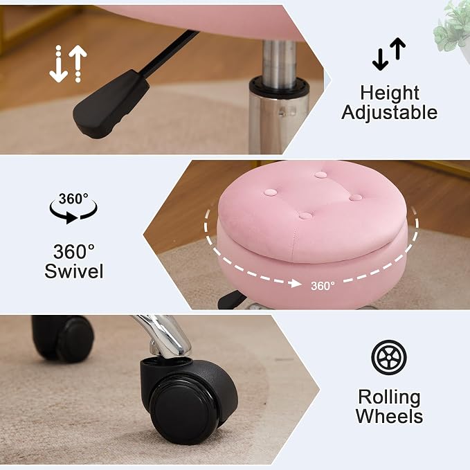 Light Pink With Storage and Wheels