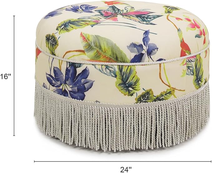 Beige & Tropical Floral With Ivory Trim