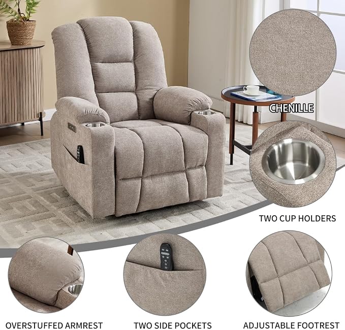 Khaki + Chenille + Fiber Foam and Polyester Fiber Pad
