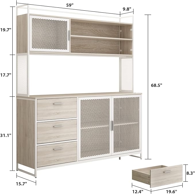 Beige With 3 Drawers