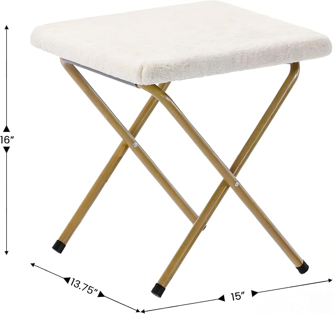 Ivory Faux Shearling Fabric/Soft Gold Frame