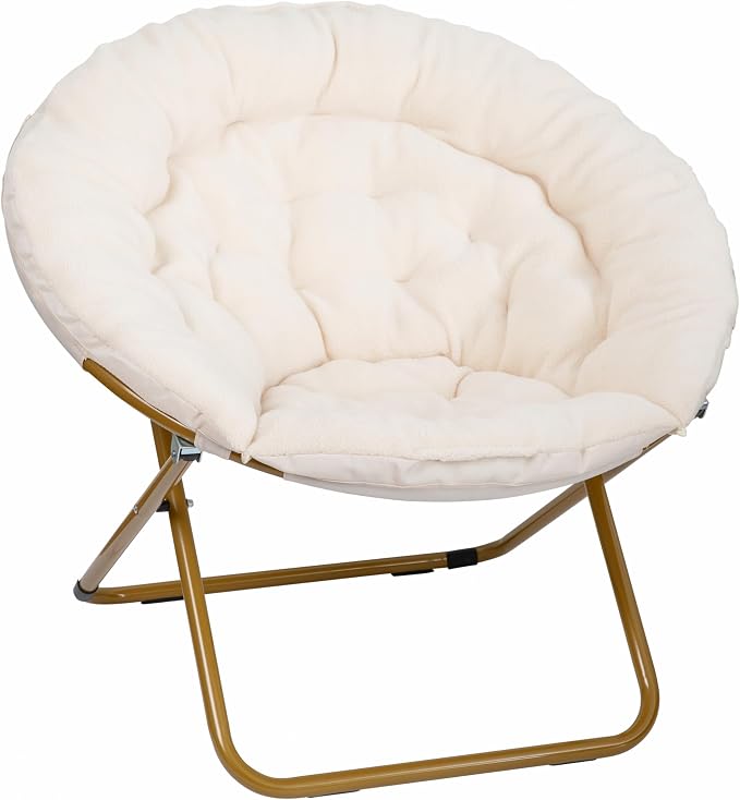 Ivory Faux Shearling Fabric/Soft Gold Frame