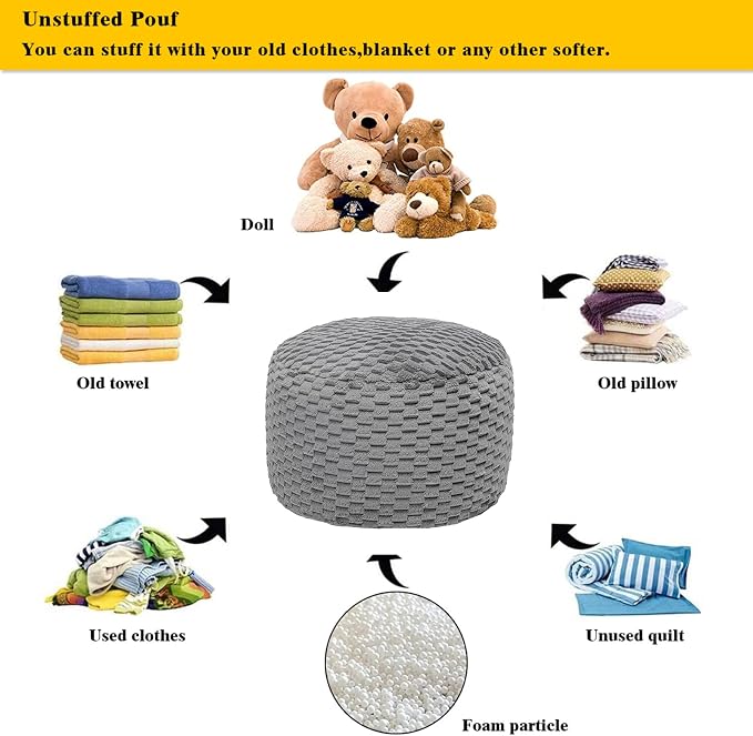 Gray Pouf Cover No Filler