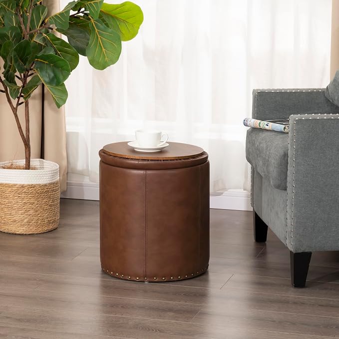 Brown Leather With Tray Lid