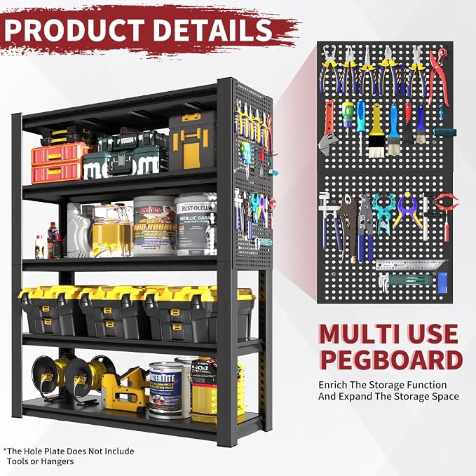 78h*47w*18d+ 5 Tier + Pegboard