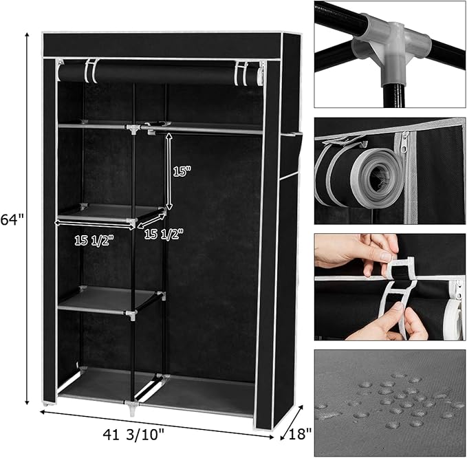 104.5x45.5x158cm, Black-a