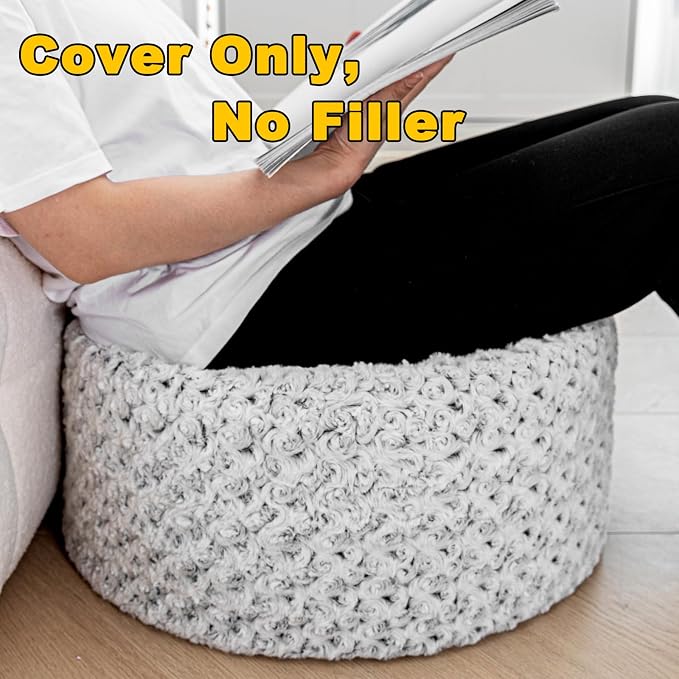 Snow Gray Pouf Cover No Filler