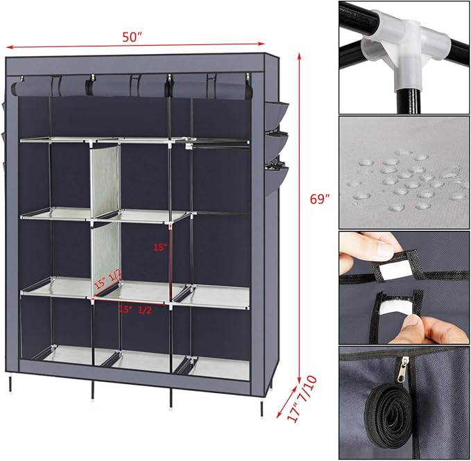 127x45x175cm, Gray-l