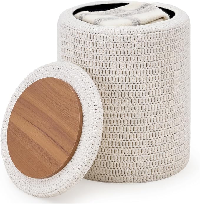 14inch White Storage Ottoman