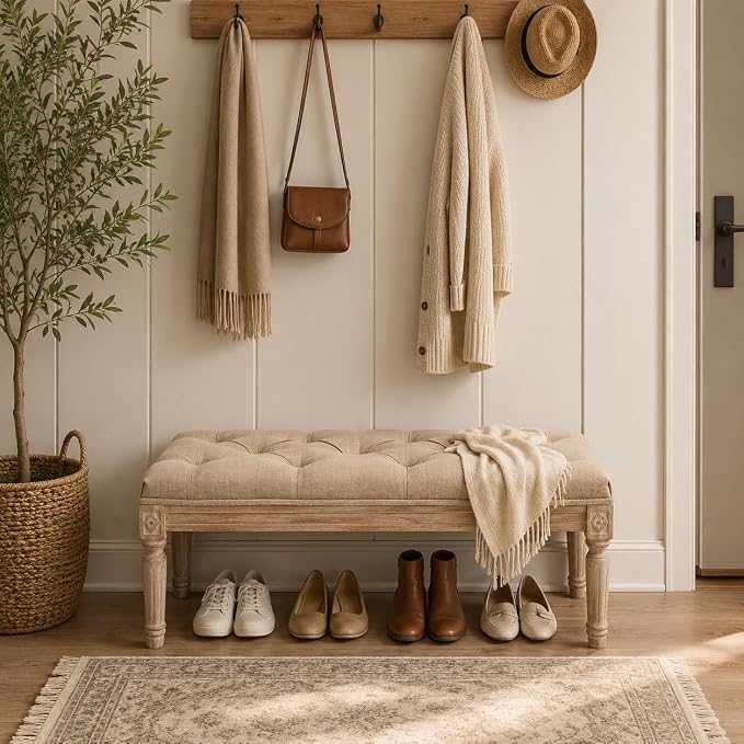 C- Entryway Bench; Beige