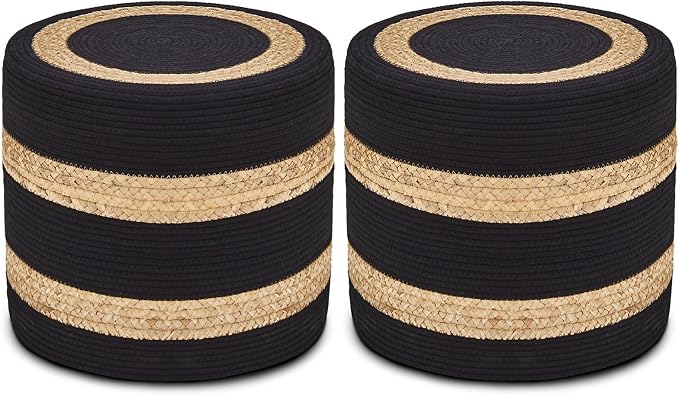 18inch Water Hyacinth Braid & Black Cotton Rope