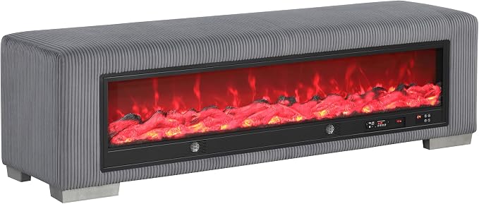 Black With Fire Log Décor