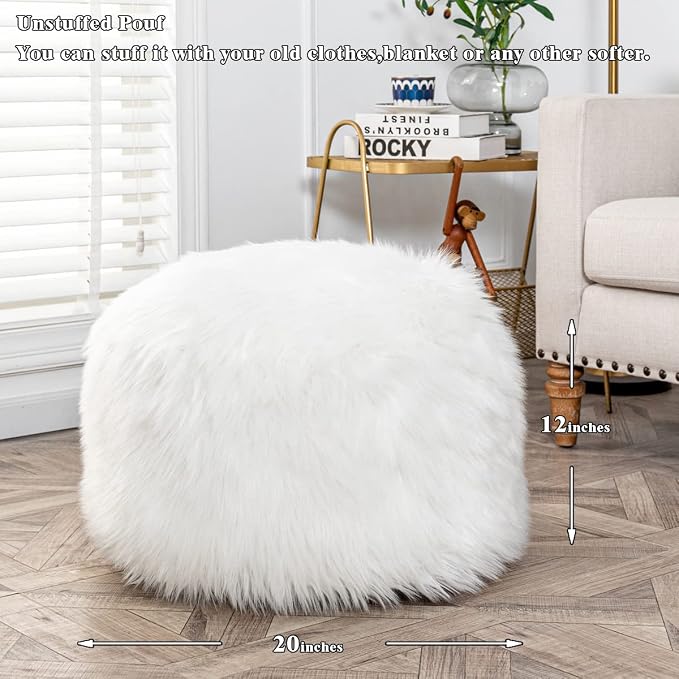 White Pouf Cover No Filler