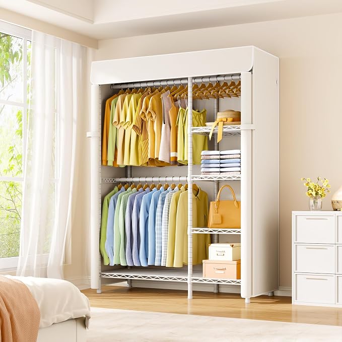 White Closet with Beige Cover