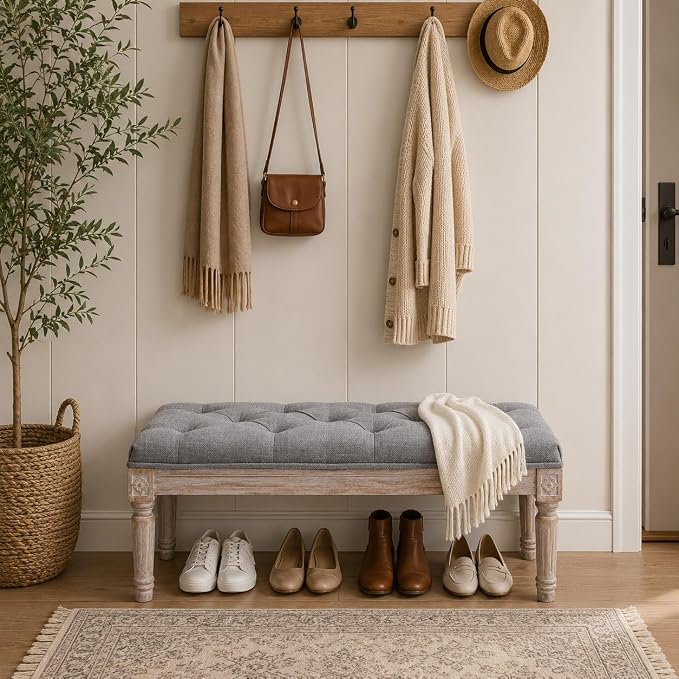 C- Entryway Bench; Grey