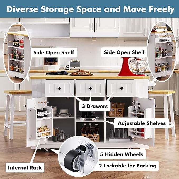With 2 Bar Stools: White