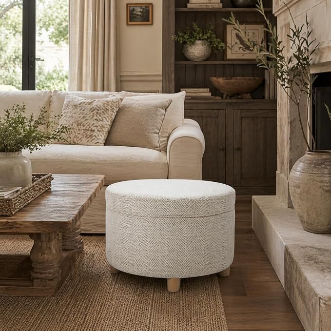 Cream Chevron Woven