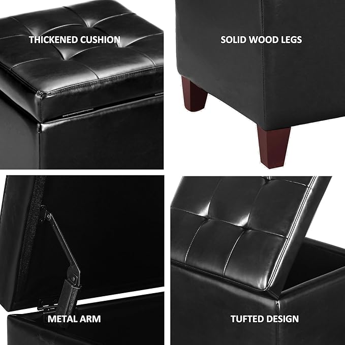 Leather Black With Wood Legs