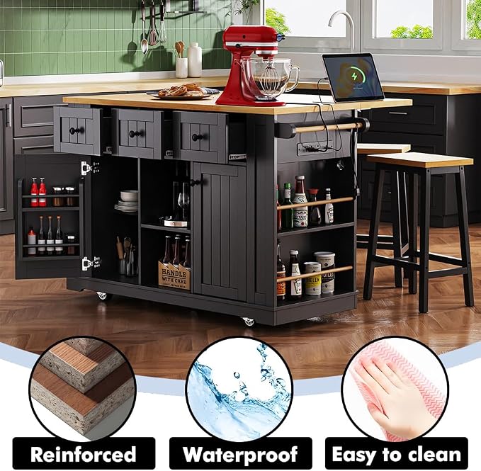 With 2 Bar Stools: Black