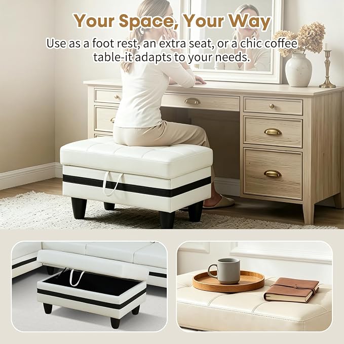 Cream Stripe Leather