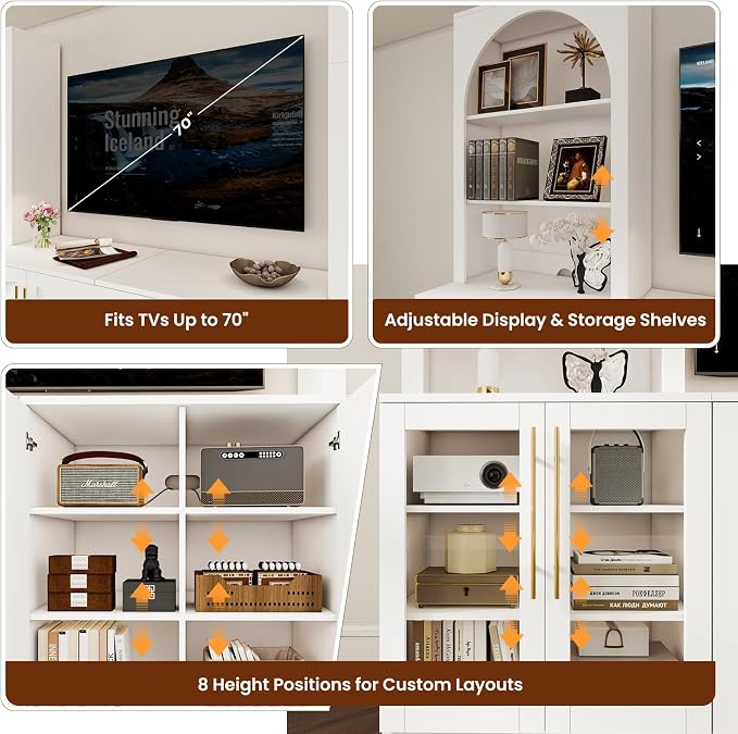 Arched Entertainment Center - White