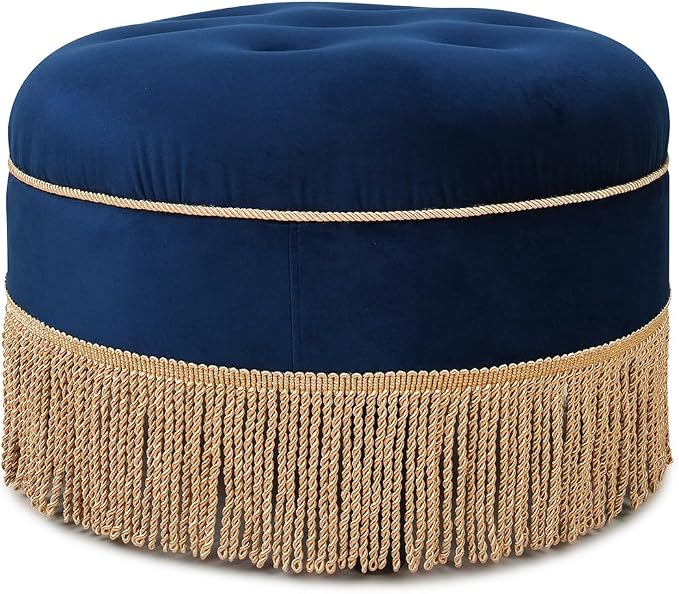 Navy Blue Velvet With Gold Trim