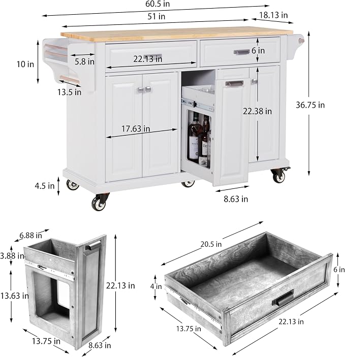 3 Drawers - White